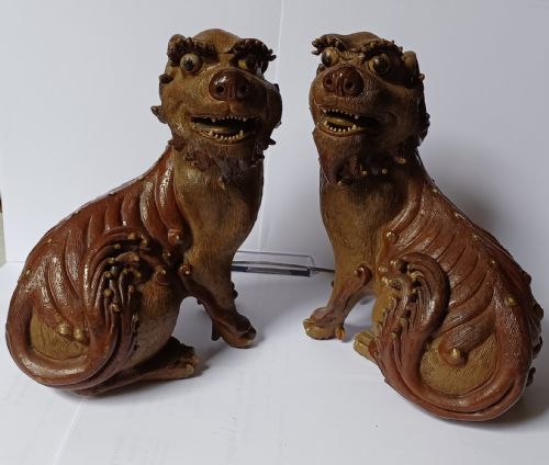 PAIR OF CHINESE SHIWAN BUDDHISTIC LION DOGS FOO DOGS LATE 19THEARLY 20TH CENTURY - ADDITIONAL PHOTO 2