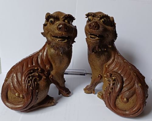 PAIR OF CHINESE SHIWAN BUDDHISTIC LION DOGS FOO DOGS LATE 19THEARLY 20TH CENTURY - ADDITIONAL PHOTO 3