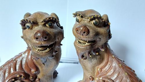 PAIR OF CHINESE SHIWAN BUDDHISTIC LION DOGS FOO DOGS LATE 19THEARLY 20TH CENTURY - ADDITIONAL PHOTO 9