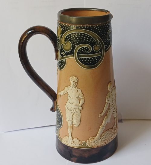DOULTON LAMBETH ART NOUVEAU SPORTING STONEWARE JUG CIRCA 1890S - ADDITIONAL PHOTO 1