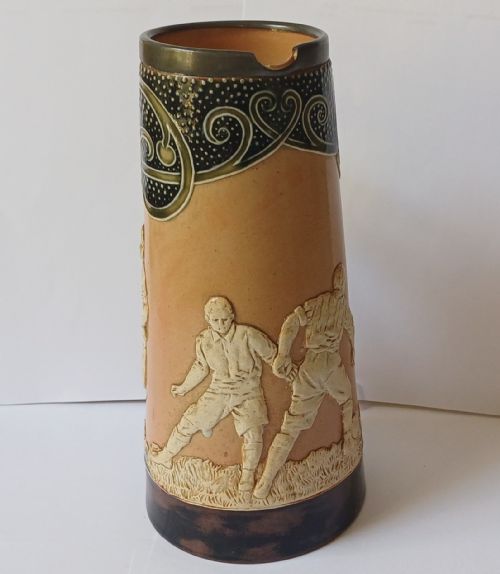 DOULTON LAMBETH ART NOUVEAU SPORTING STONEWARE JUG CIRCA 1890S - ADDITIONAL PHOTO 5