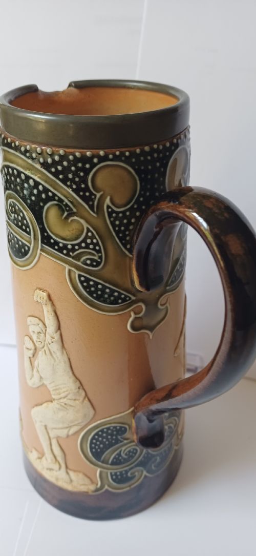 DOULTON LAMBETH ART NOUVEAU SPORTING STONEWARE JUG CIRCA 1890S - ADDITIONAL PHOTO 19