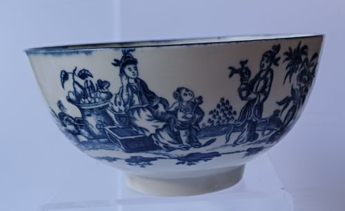 RARE WORCESTER MOTHER AND CHILD BLUE AND WHITE BOWL C1780 - ADDITIONAL PHOTO 1