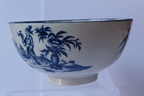RARE WORCESTER MOTHER AND CHILD BLUE AND WHITE BOWL C1780 - ADDITIONAL PHOTO 3