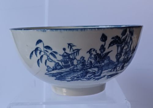 RARE WORCESTER MOTHER AND CHILD BLUE AND WHITE BOWL C1780 - ADDITIONAL PHOTO 4