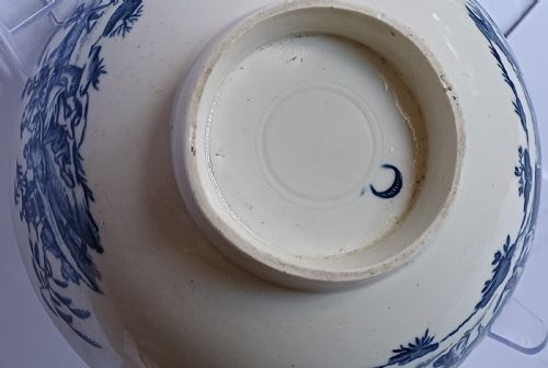RARE WORCESTER MOTHER AND CHILD BLUE AND WHITE BOWL C1780 - ADDITIONAL PHOTO 9