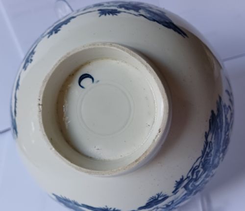 RARE WORCESTER MOTHER AND CHILD BLUE AND WHITE BOWL C1780 - ADDITIONAL PHOTO 10