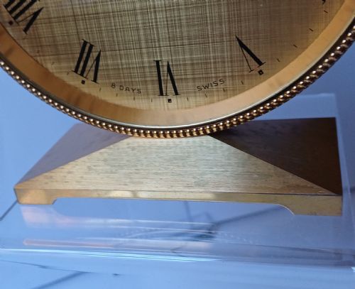 IMHOF GILT DESK CLOCK VERY FINE ROUND DIAL 8DAY 15JEWEL CIRCA 1960 - ADDITIONAL PHOTO 2