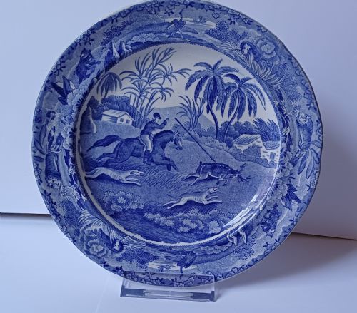 fig 1. Copeland Late Spode ‘Indian Sporting Scenes’ Rare Side Plate – The Hog Deer at Bay