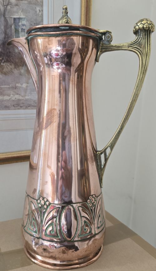 fig 1. WMF Art Nouveau Jugendstil Copper & Brass Pitcher Jug – Large – c.1900