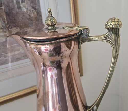 fig 2. WMF Art Nouveau Jugendstil Copper & Brass Pitcher Jug – Large – c.1900