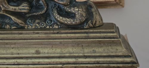 MIDVICTORIAN ENGLISH BRASS LION SERPENT DOOR STOP DOOR PORTER - ADDITIONAL PHOTO 3
