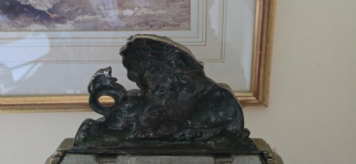 MIDVICTORIAN ENGLISH BRASS LION SERPENT DOOR STOP DOOR PORTER - ADDITIONAL PHOTO 5