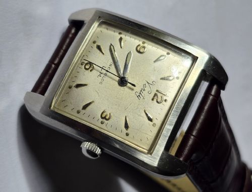 verity stainless steel rectangular watch rare 1950s vintage gentleman's wristwatch - CATEGORY: ANTIQUE WATCHES - DATED 1950