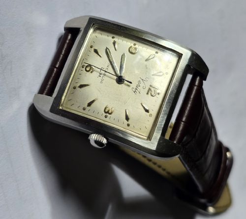 VERITY STAINLESS STEEL RECTANGULAR WATCH RARE 1950S VINTAGE GENTLEMAN'S WRISTWATCH - ADDITIONAL PHOTO 2