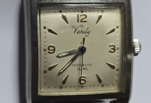 VERITY STAINLESS STEEL RECTANGULAR WATCH RARE 1950S VINTAGE GENTLEMAN'S WRISTWATCH - ADDITIONAL PHOTO 8