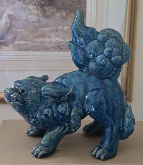 JAPANESE TURQUOISEGLAZED SHISHI FIGURE MEIJI PERIOD