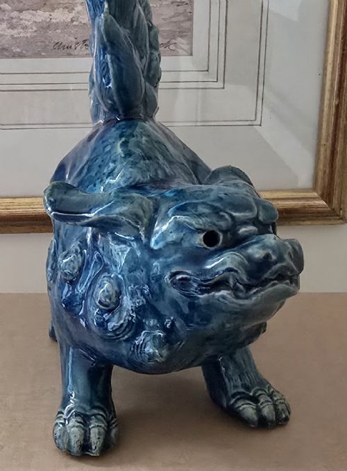 JAPANESE TURQUOISEGLAZED SHISHI FIGURE MEIJI PERIOD - ADDITIONAL PHOTO 4