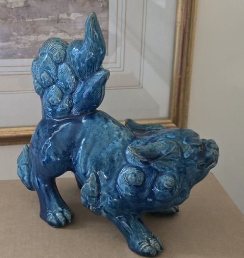 JAPANESE TURQUOISEGLAZED SHISHI FIGURE MEIJI PERIOD - ADDITIONAL PHOTO 5