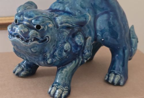JAPANESE TURQUOISEGLAZED SHISHI FIGURE MEIJI PERIOD - ADDITIONAL PHOTO 12