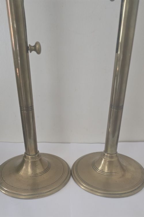 PAIR OF GEORGIAN BRASS TALL CANDLESTICKS WITH SIDE EJECTORS 43CM ANTIQUE ECCLESIASTICAL BRASS CANDLESTICKS ORIGINAL GEORGIAN PERIOD - ADDITIONAL PHOTO 1