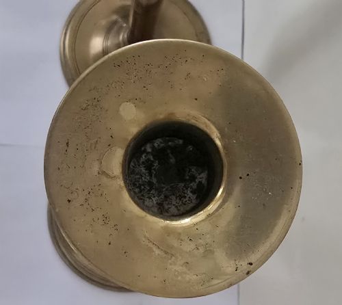 PAIR OF GEORGIAN BRASS TALL CANDLESTICKS WITH SIDE EJECTORS 43CM ANTIQUE ECCLESIASTICAL BRASS CANDLESTICKS ORIGINAL GEORGIAN PERIOD - ADDITIONAL PHOTO 3