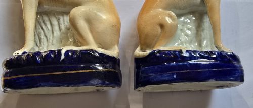 A SUPERB AND INCREASINGLY RARE ORIGINAL MATCHED PAIR OF VICTORIAN STAFFORDSHIRE SEATED WHIPPET DOGS DATING TO CIRCA 1875 - ADDITIONAL PHOTO 8