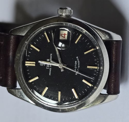 Tudor Prince Oysterdate Ref. 7966 Number 587790 Vintage 1967 Tudor with Black “Smiley” Dial