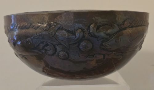 Newlyn Copper Arts & Crafts Rose Bowl and Original Pierced Lid, C.1900