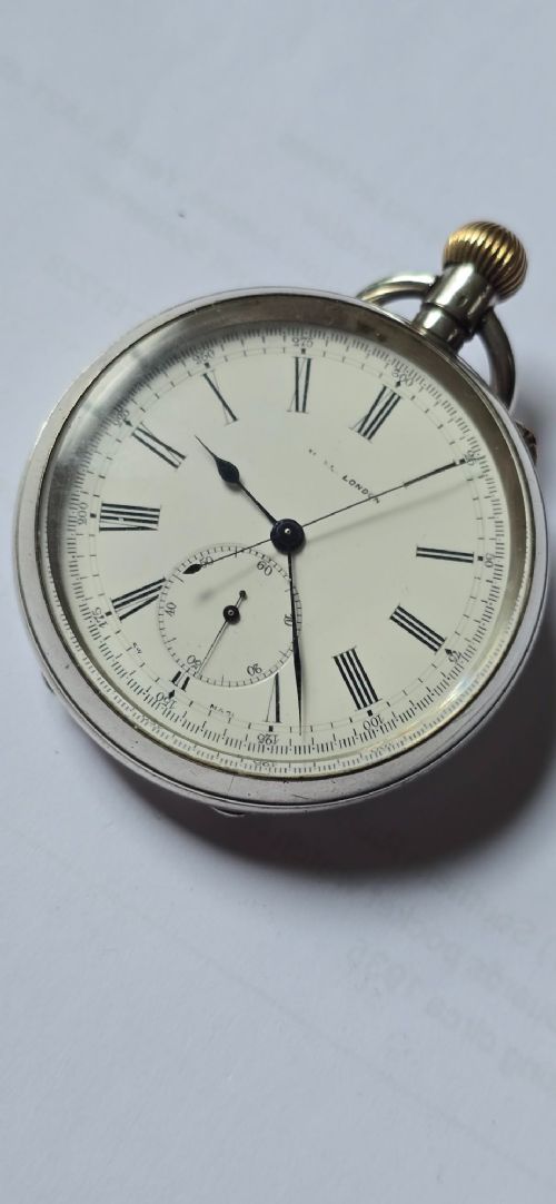 Rare Antique Silver Deck Watch Chronograph with 1/5th-Second Split-Seconds Dial – Circa 1900