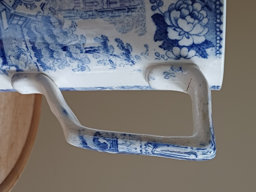 Large Blue & White transfer print Tankard, circa 1880 View VII