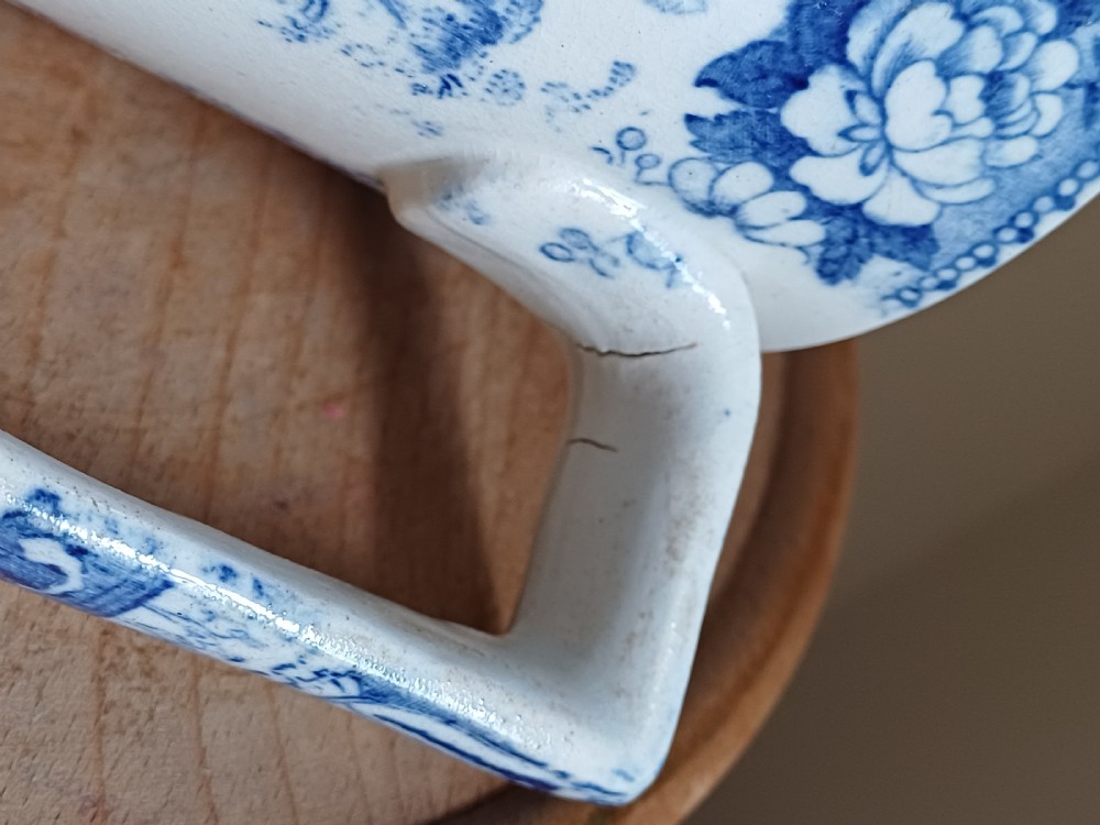 Large Blue & White transfer print Tankard, circa 1880 View IX