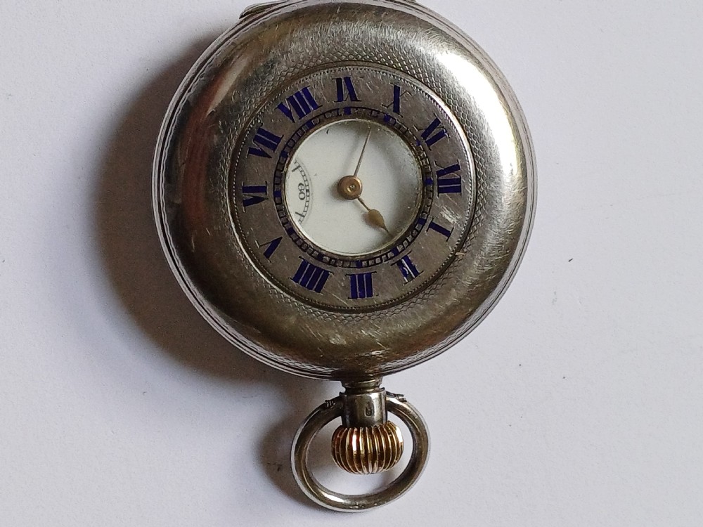 Omega Silver Half Hunter small pocket watch , circa 1916 View II