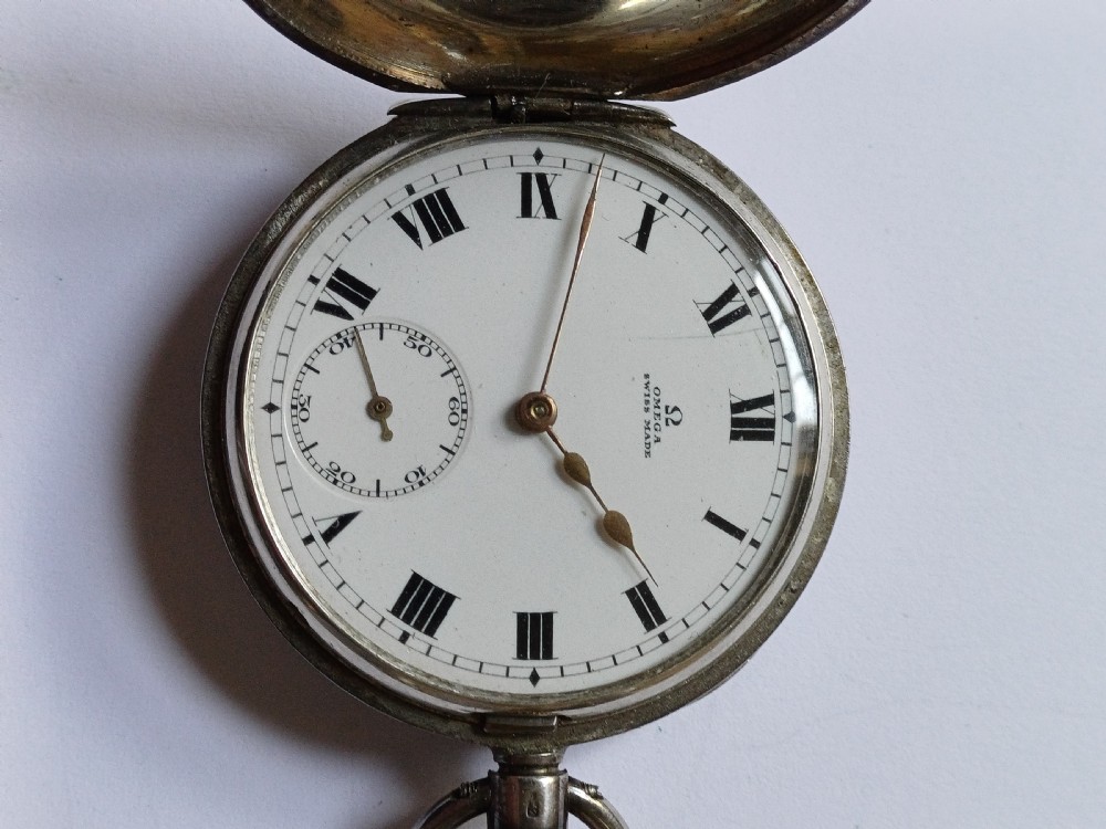 Omega Silver Half Hunter small pocket watch , circa 1916 View VI