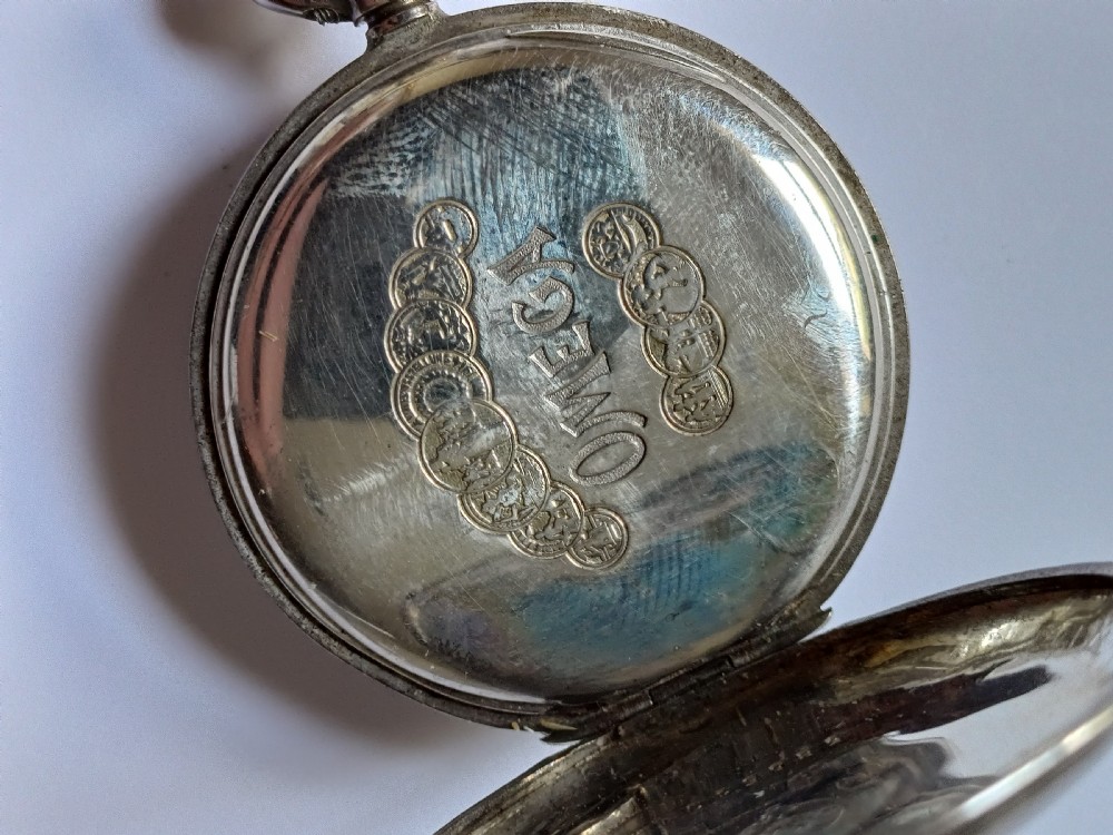 Omega Silver Half Hunter small pocket watch , circa 1916 View XI