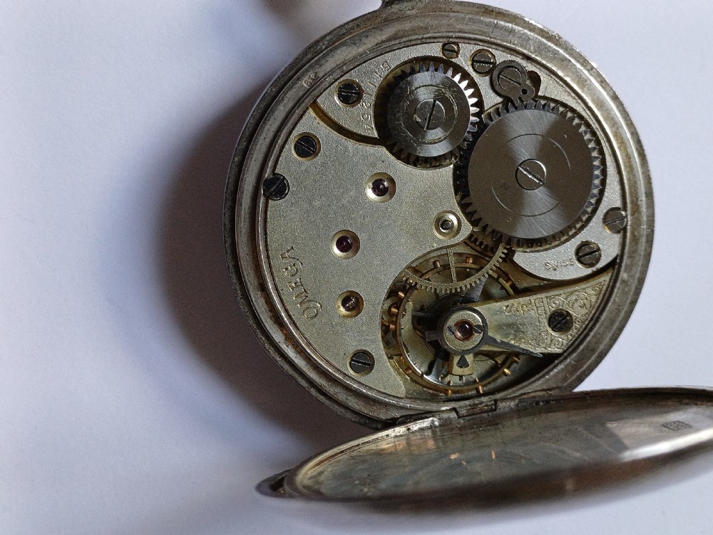 Omega Silver Half Hunter small pocket watch , circa 1916 View XII