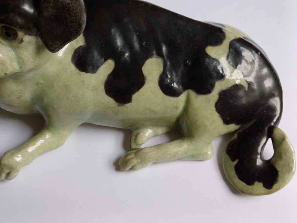 Bizan figure of a reclining dog, Signed Bizan Kyoto, Meiji period View III