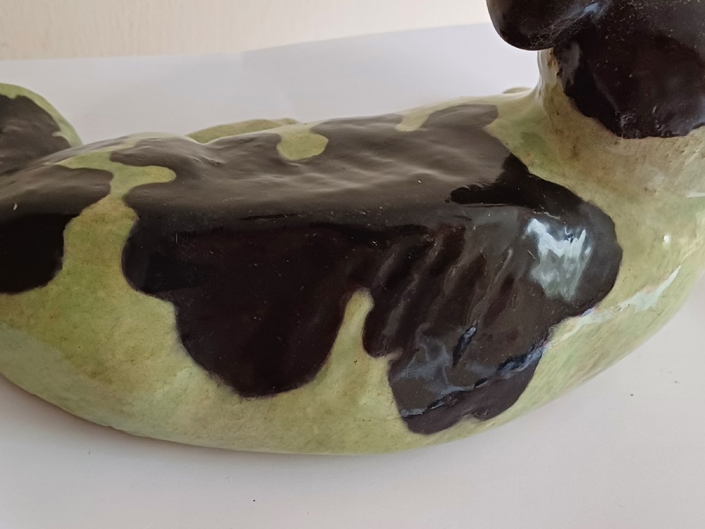Bizan figure of a reclining dog, Signed Bizan Kyoto, Meiji period View X