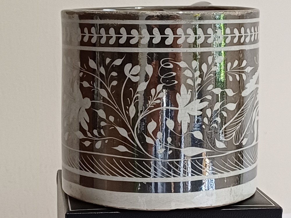 (Reserved JM)  English Silver Lustre Bird decorated mug, circa 1835. View XIV