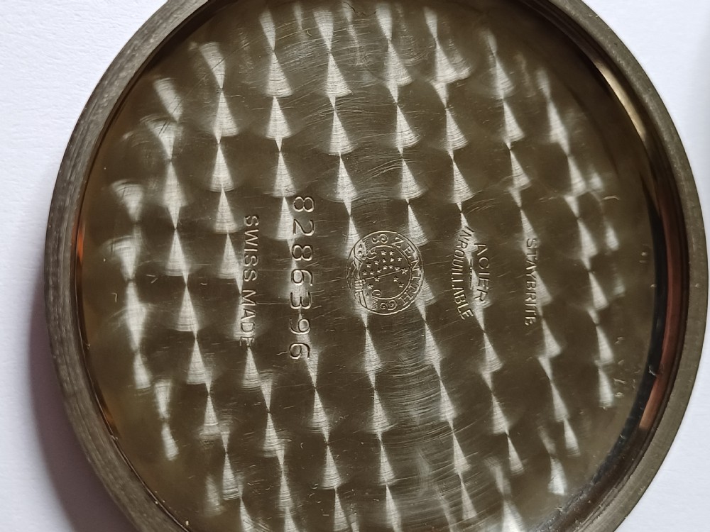 (Sold CL) WW2 Zenith HS3 British Royal Navy issued pocket watch, issue no 7704, later updated with decimal dial, dating circa 1940. View XI