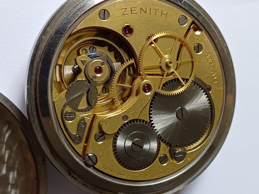 (Sold CL) WW2 Zenith HS3 British Royal Navy issued pocket watch, issue no 7704, later updated with decimal dial, dating circa 1940. View XIII