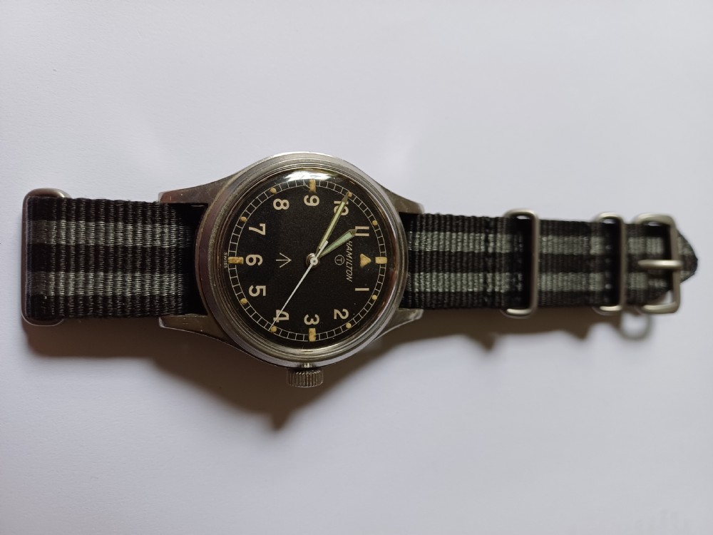 (Reserved BC PP) RAF issued Hamilton 6B-9101000, cal 75 navigation or pilots watch, circa 1967 View III