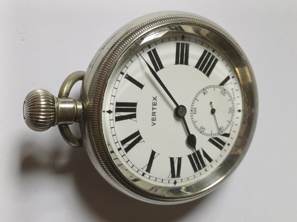 (Sold BW) British Rail Southern Region Stationmaster or Guards pocket watch by Vertex, no BR (S) 5033, dating post 1948. View V