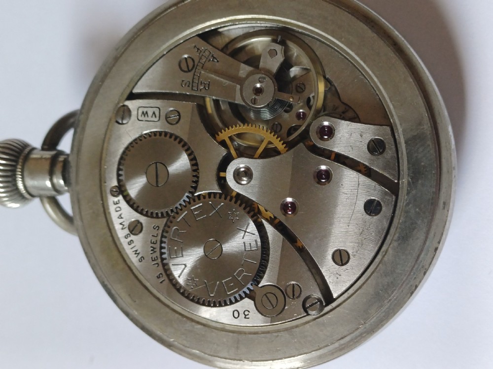 (Sold BW) British Rail Southern Region Stationmaster or Guards pocket watch by Vertex, no BR (S) 5033, dating post 1948. View XI