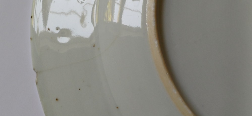 (Reserved PS) Chinese very finely painted blue and white plate decorated with a songbird and insects to the centre. Dating circa 1765.  View XVI