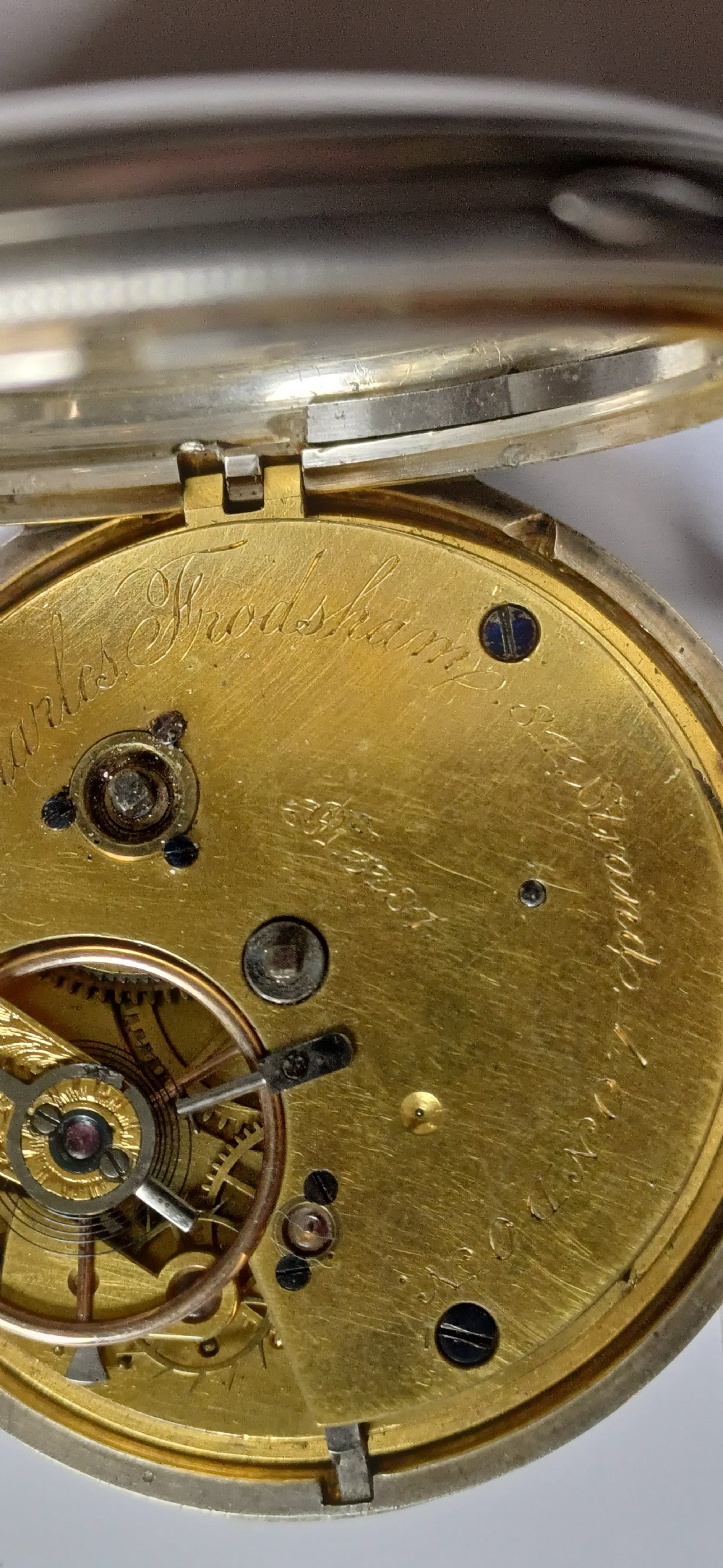 (Reserved IS) Charles Frodsham, 84 Stand London, No 3287, silver pocket watch in full hunter slim case dating circa 1855 View IX