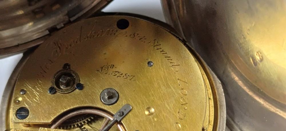 (Reserved IS) Charles Frodsham, 84 Stand London, No 3287, silver pocket watch in full hunter slim case dating circa 1855 View X