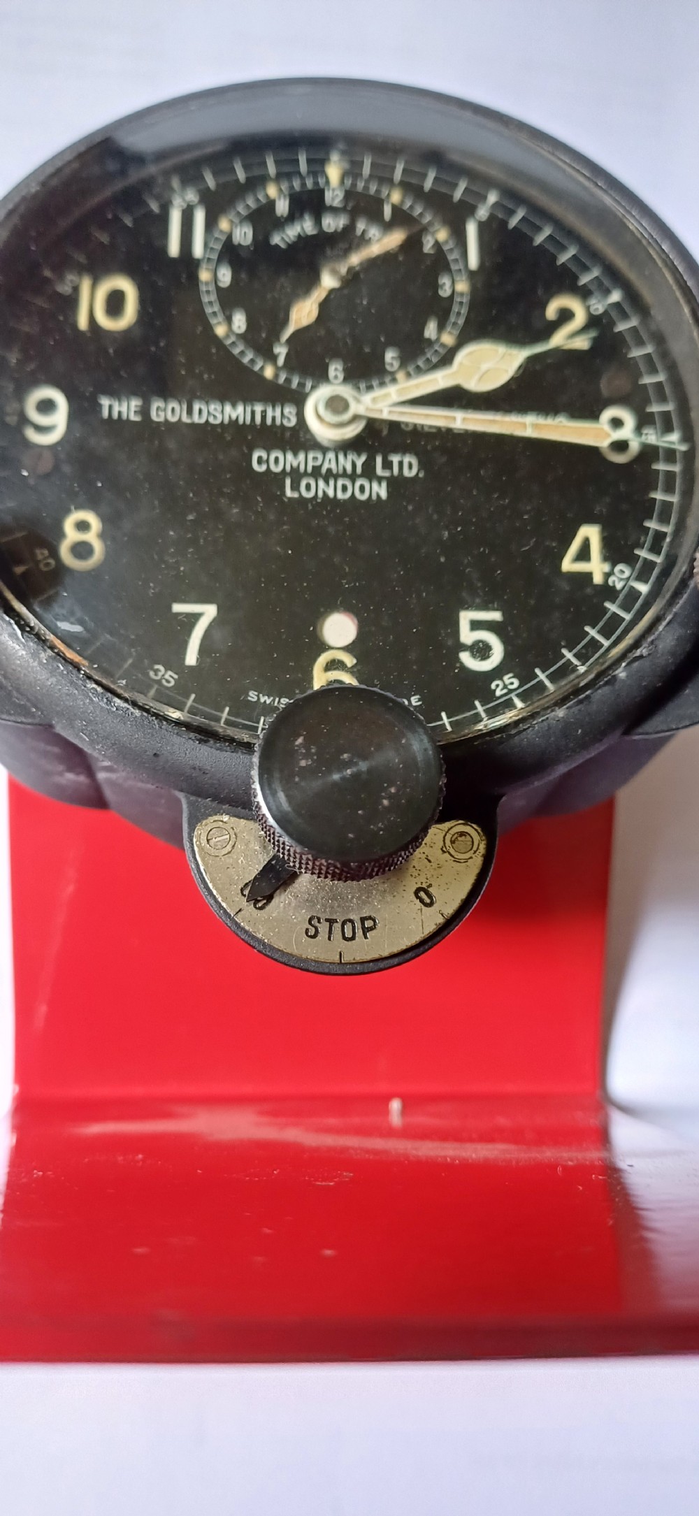 A rare pre–WW2 Aircraft Time of Trip cockpit clock by the famous Goldsmiths & Silversmiths Company Ltd, London, circa 1930 View X