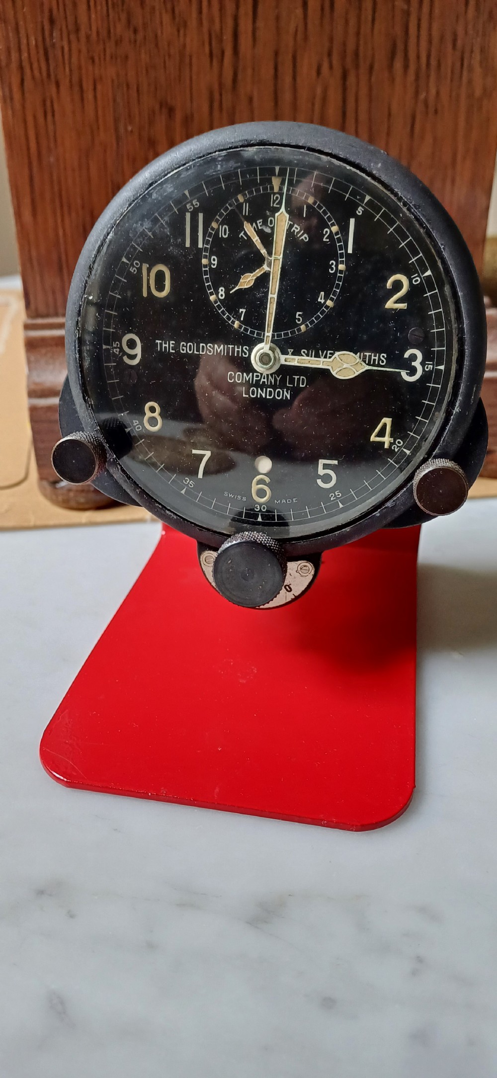 A rare pre–WW2 Aircraft Time of Trip cockpit clock by the famous Goldsmiths & Silversmiths Company Ltd, London, circa 1930 View XIII