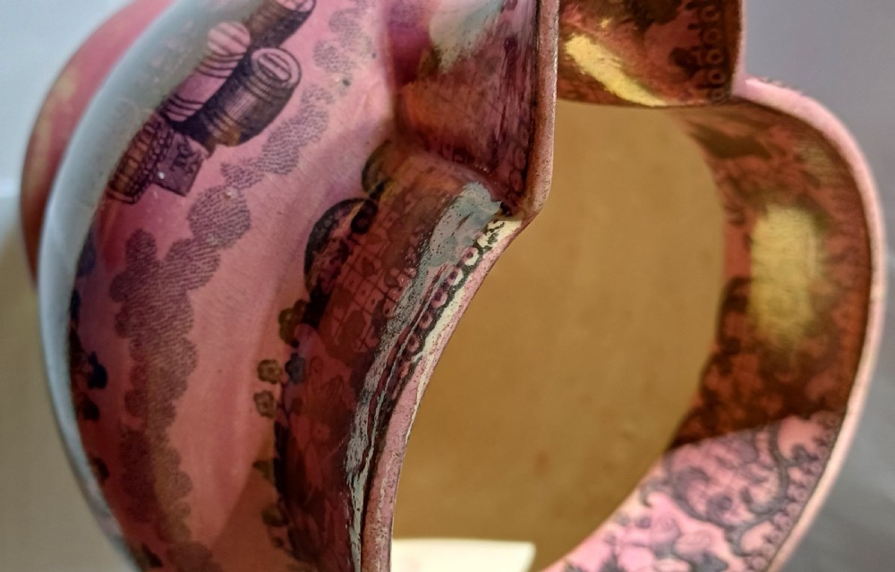 A Rare Pink Lustre jug depicting the opening of the Liverpool & Manchester Railway, dating circa 1830 View XIV